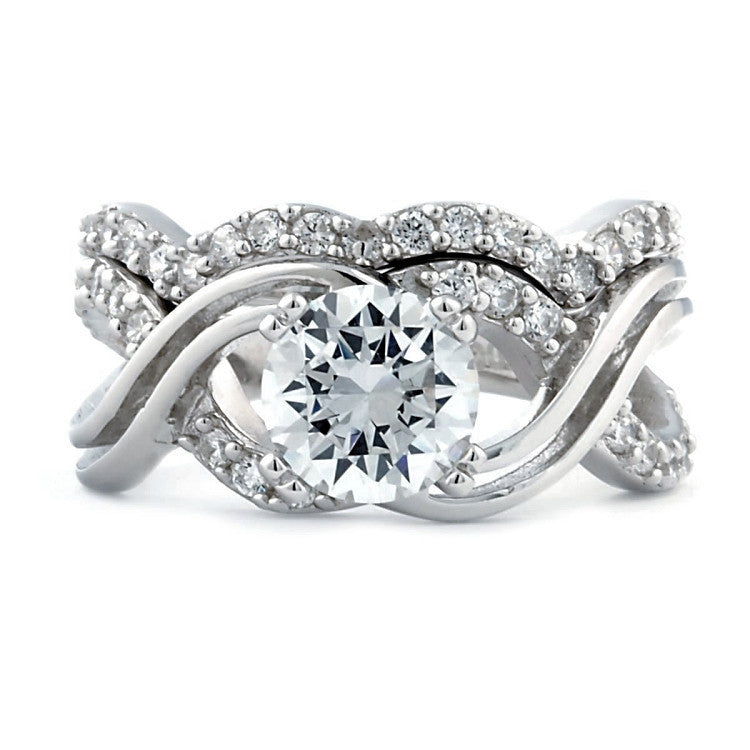 Kellie: 2.92ct Russian Ice Diamond CZ Infinity Symbol Wedding Ring Set - Trustmark Jewelers - Wedding Ring Sets - 1