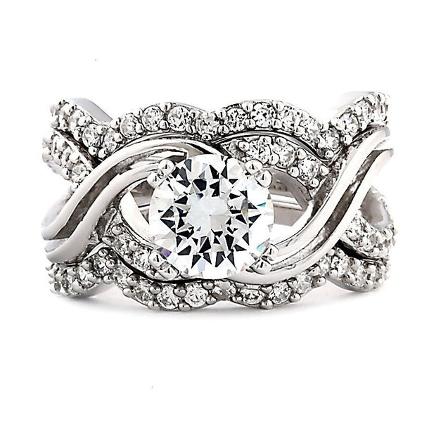 Kellie 3: 3.58ct Russian Ice Diamond CZ Infinity Symbol Wed Ring Set - Trustmark Jewelers - Wedding Ring Sets - 1