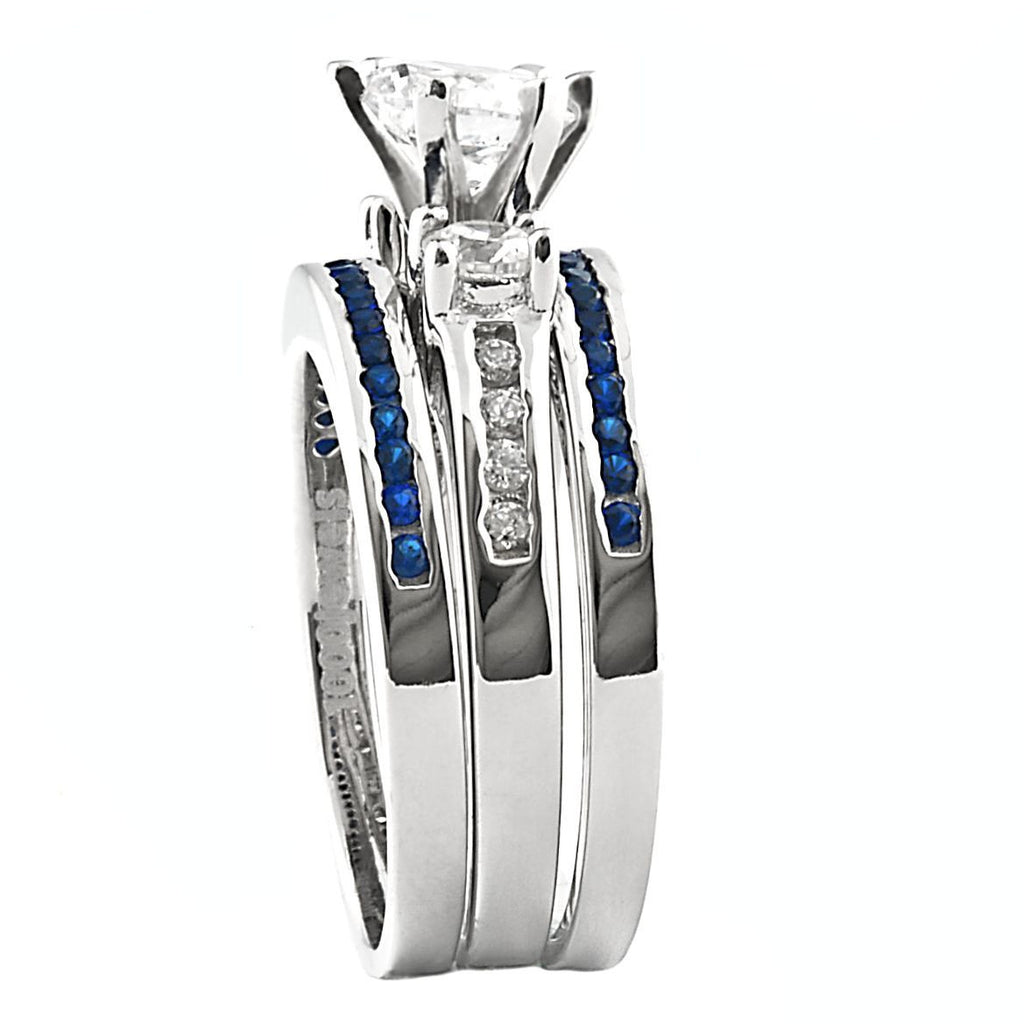 Lakoda 3SA: Stunning 1.58c IOF CZ and Sapphire 3 Pc Wedding Ring Set - Trustmark Jewelers - Wedding Ring Sets - 4