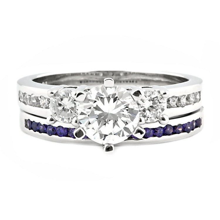 Lakoda AT: Stunning 1.31c IOF CZ and Amethyst 2 Piece Wedding Ring Set - Trustmark Jewelers - Wedding Ring Sets - 1