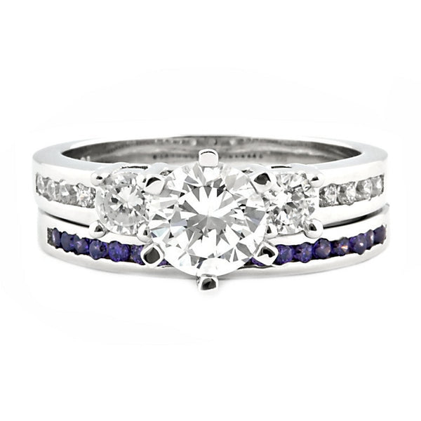 Lakoda AT: Stunning 1.31c IOF CZ and Amethyst 2 Piece Wedding Ring Set - Trustmark Jewelers - Wedding Ring Sets - 1