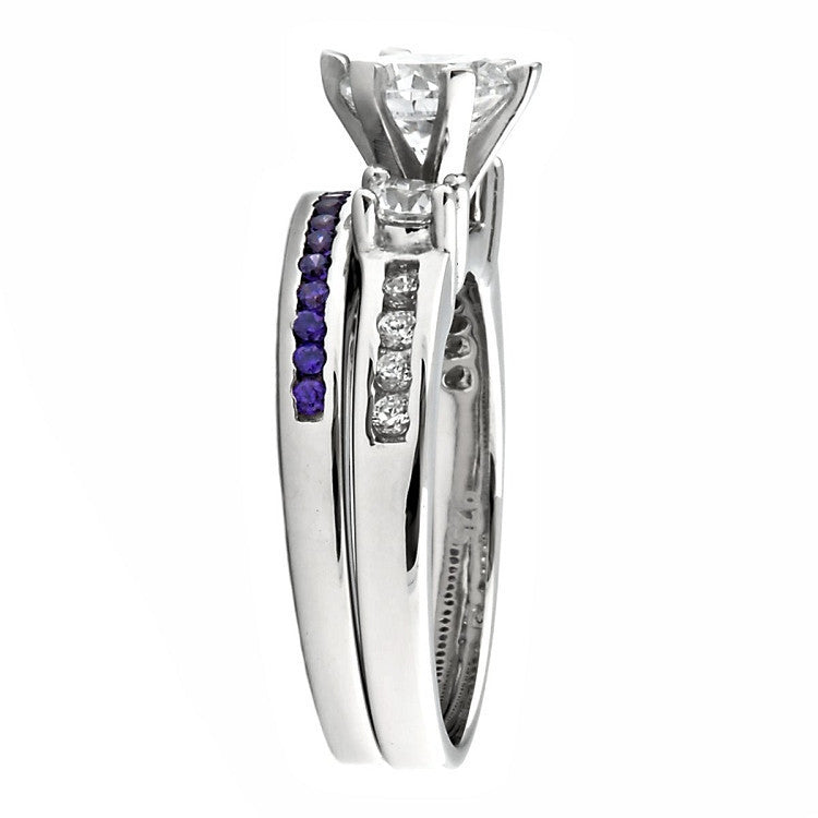 Lakoda AT: Stunning 1.31c IOF CZ and Amethyst 2 Piece Wedding Ring Set - Trustmark Jewelers - Wedding Ring Sets - 3