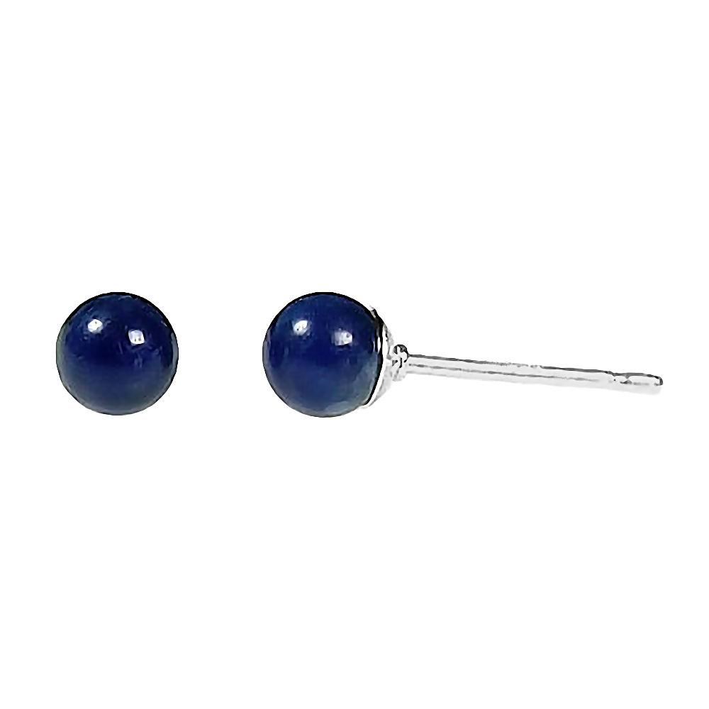 Lapis Lazuli Ball Stud Post Earrings 14K White Gold - TrustmarkJewelers.com