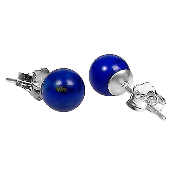 Lapis Lazuli Ball Stud Post Earrings 925 Sterling Silver - TrustmarkJewelers.com