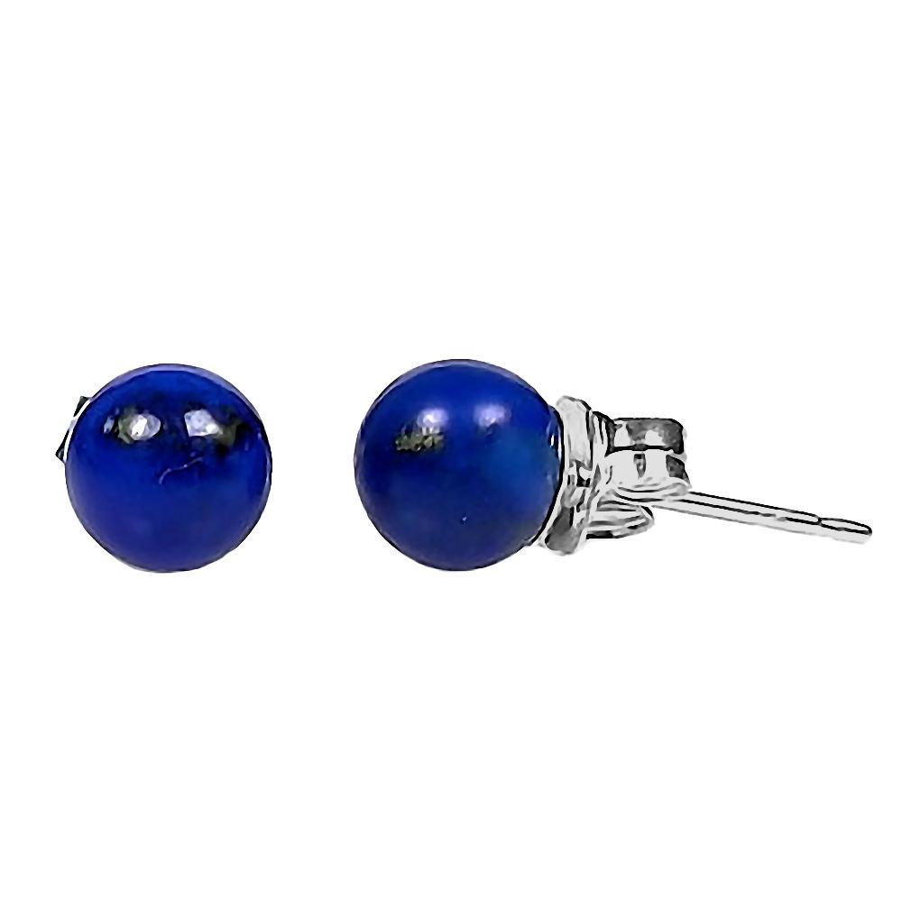 Lapis Lazuli Ball Stud Post Earrings 14K White Gold - TrustmarkJewelers.com