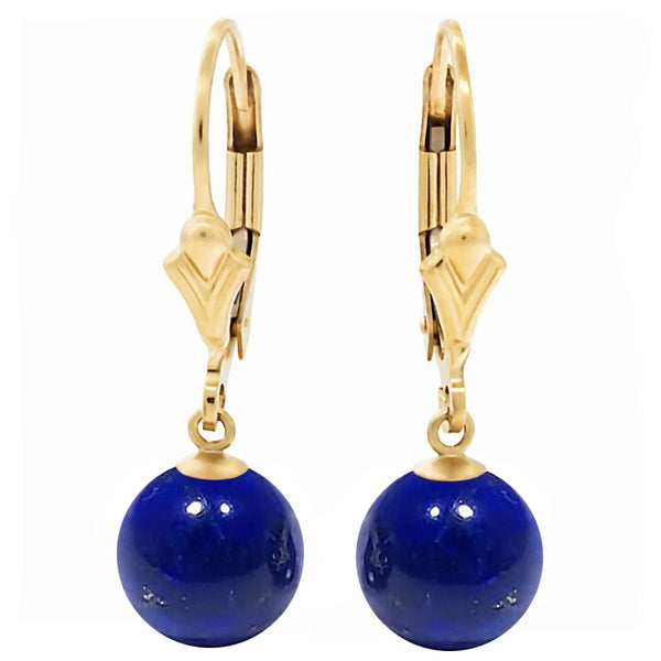 Lapis Lazuli Ball Drop Leverback Earrings 14-20 Gold Filled