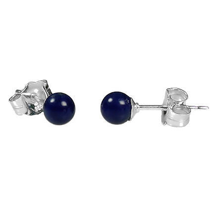 4mm Lapis Lazuli Ball Stud Earrings 925 Silver - Trustmark Jewelers - Earrings - 1