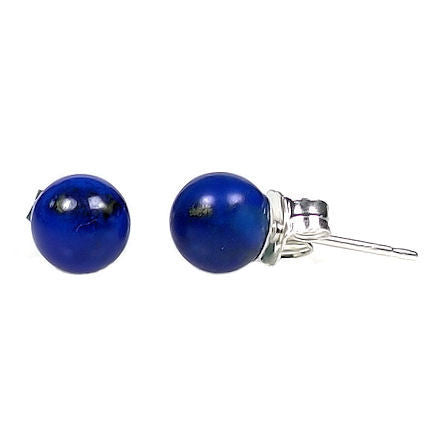 6mm Lapis Lazuli Ball Stud Earrings 14K White Gold - Trustmark Jewelers - Earrings - 2