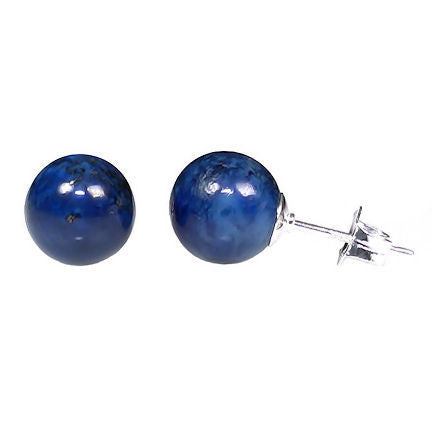 8mm Lapis Lazuli Ball Stud Earrings 14K White Gold - Trustmark Jewelers - Earrings