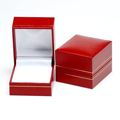 Classic Red Leatherette Ring Gift Box with Satin and Velvet Interior - Trustmark Jewelers - Gift Boxes & Accessories