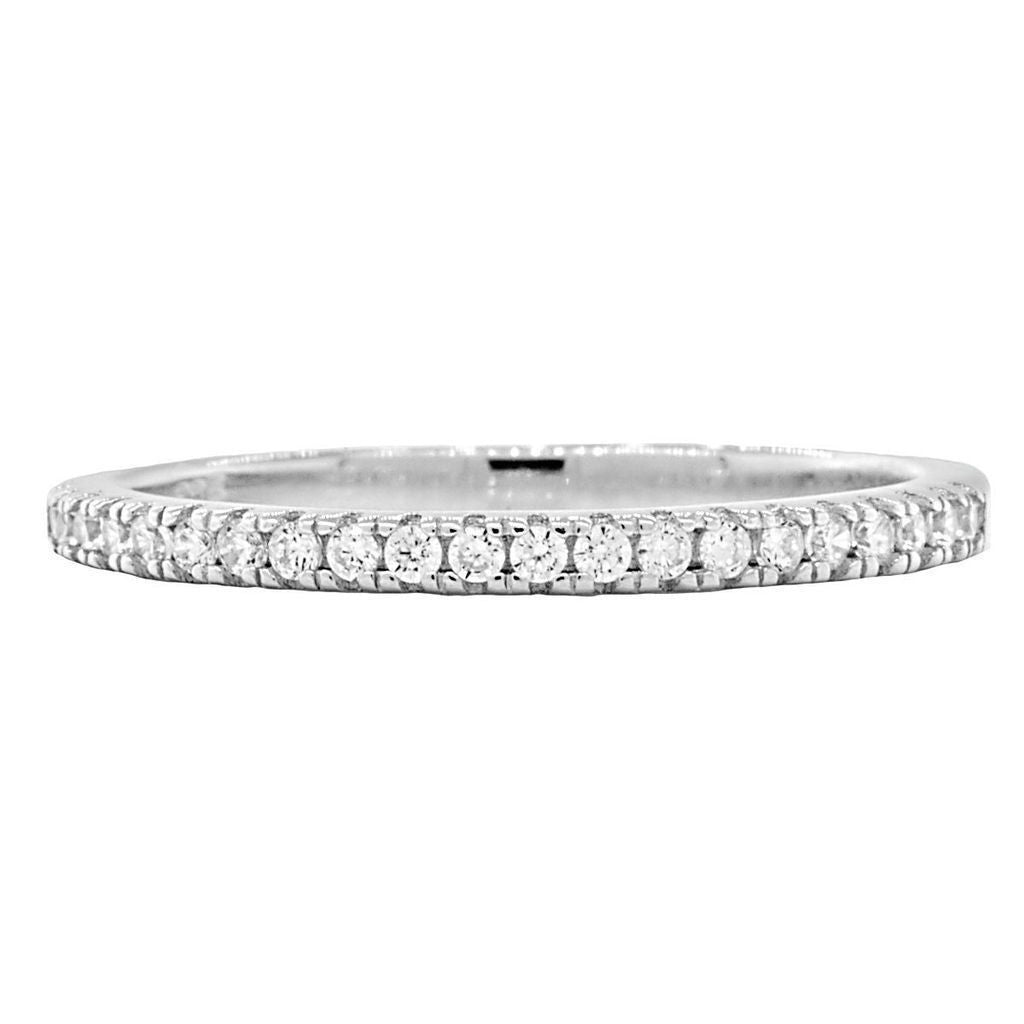 Acotas B: 0.315ct Russian IOF CZ Semi-Eternity Silver Wedding Band - Trustmark Jewelers - Wedding Bands