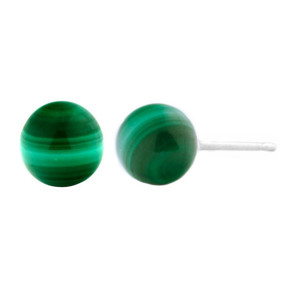 6mm Green Malachite Ball Stud Earrings Sterling Silver - Trustmark Jewelers - Earrings - 1