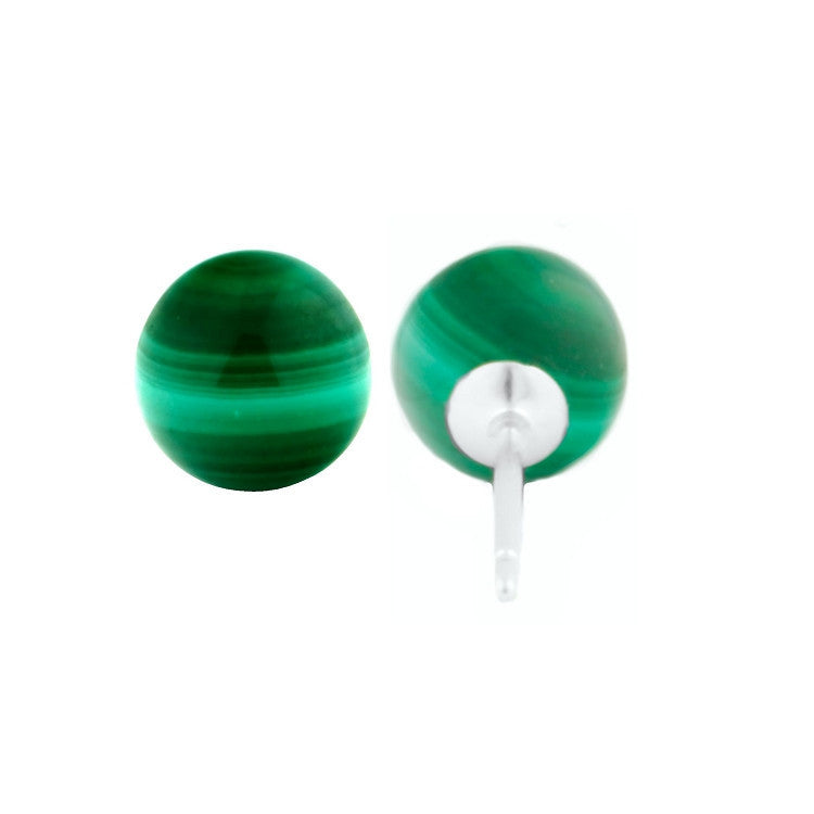 6mm Green Malachite Ball Stud Earrings Sterling Silver - Trustmark Jewelers - Earrings - 3