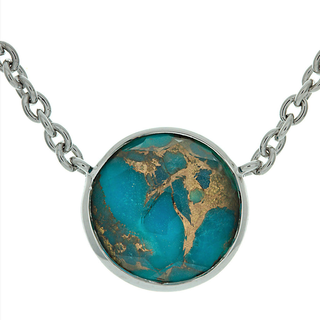 Faira: 16 Inch Freeform Faceted Quartz over Turquoise Necklace 925 Silver - Trustmark Jewelers - Pendants and Necklaces