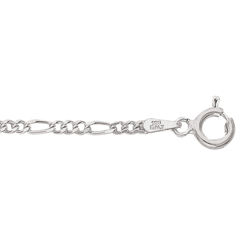 2.2mm 7 Inch AT Figaro Chain Bracelet 925 Sterling Silver - Trustmark Jewelers - Bracelets