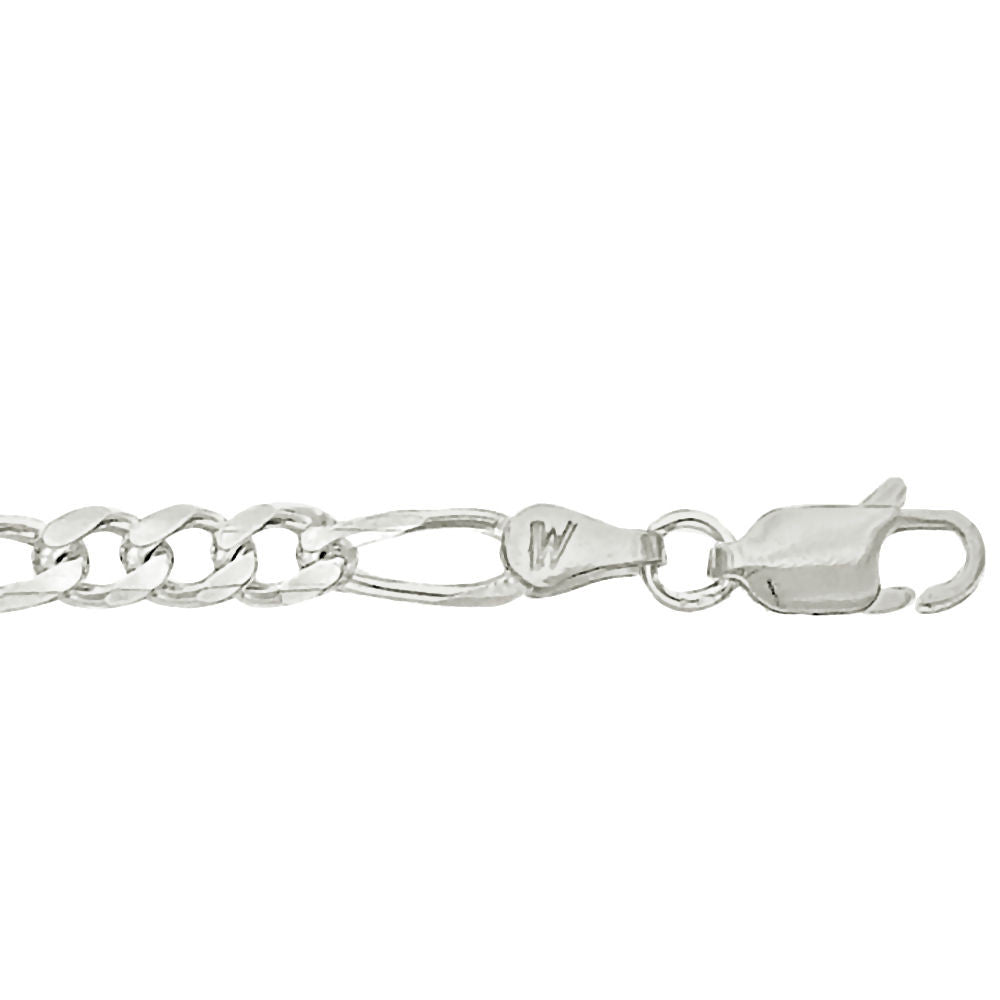 4.0mm 9 Inch AT Figaro Chain Bracelet 925 Sterling Silver - Trustmark Jewelers - Bracelets