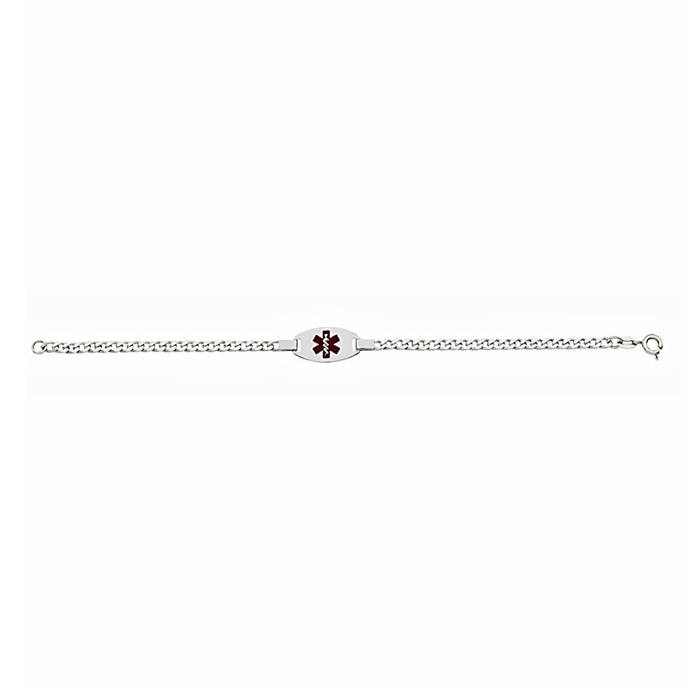 7 Inch Curb Chain Medical Alert ID Bracelet 925 Sterling Silver - Trustmark Jewelers - Bracelets