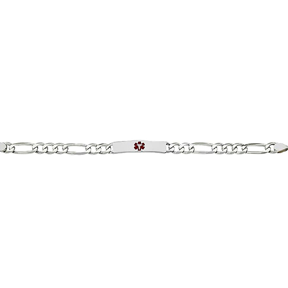 8 Inch Figaro Chain Medical Alert ID Bracelet 925 Sterling Silver - Trustmark Jewelers - Bracelets