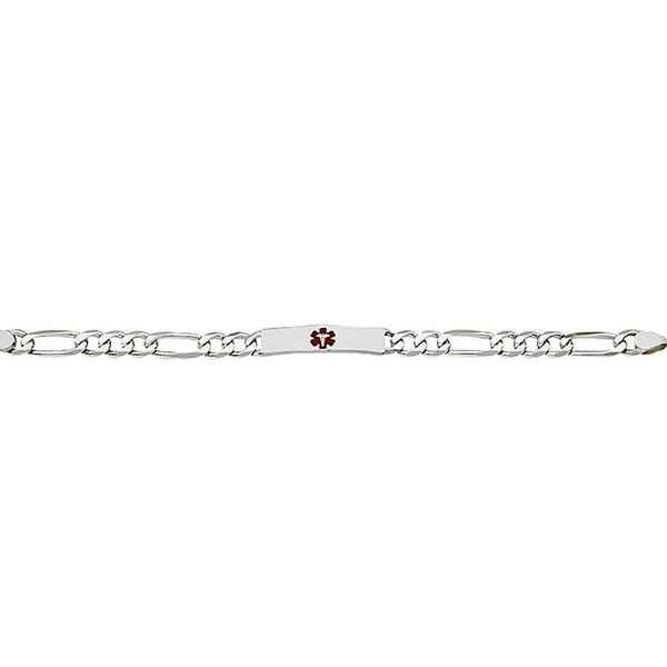 8 Inch Figaro Chain Medical Alert ID Bracelet 925 Sterling Silver - Trustmark Jewelers - Bracelets