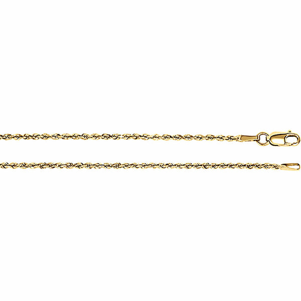 2.1mm Diamond-Cut Solid Rope Chain 14K Yellow Gold, 18 Inches - Trustmark Jewelers - Chains and Necklaces - 1
