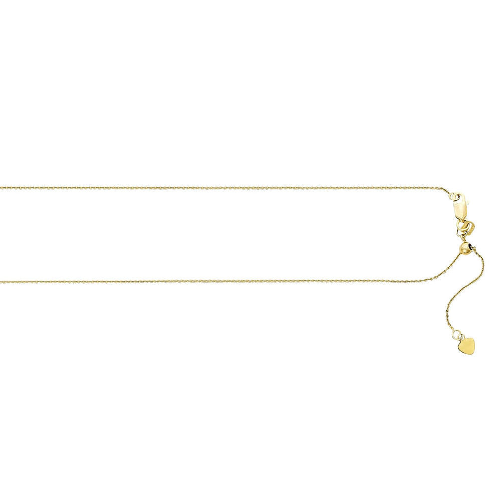 0.9mm Adjustable Diamond Cut Cable Chain 14K Yellow Gold, 16 to 22 Inches - Trustmark Jewelers - Chains and Necklaces