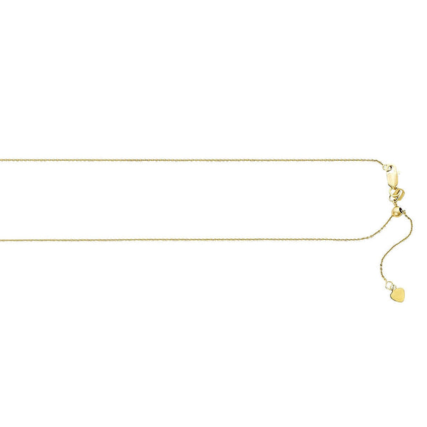 0.9mm Adjustable Diamond Cut Cable Chain 14K Yellow Gold, 16 to 22 Inches - Trustmark Jewelers - Chains and Necklaces