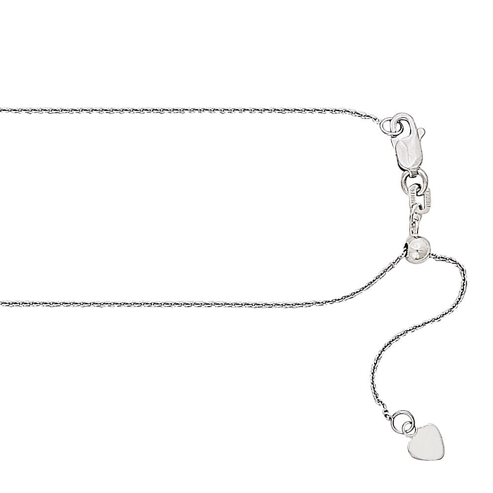 0.9mm Adjustable Diamond Cut Cable Chain 14K White Gold, 16 to 22 Inches - Trustmark Jewelers - Chains and Necklaces
