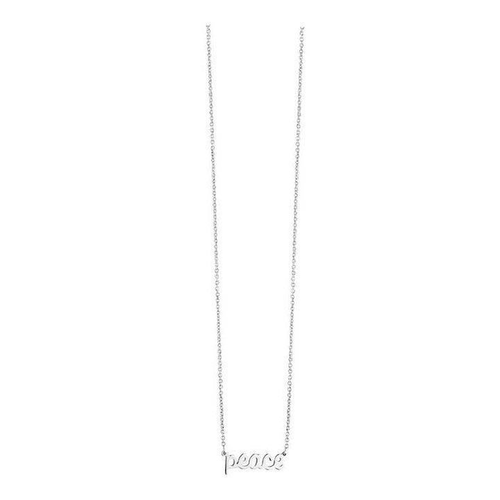 16-18 Inch "Peace" Script Word Necklace 925 Sterling Silver - Trustmark Jewelers - Necklaces and Chains