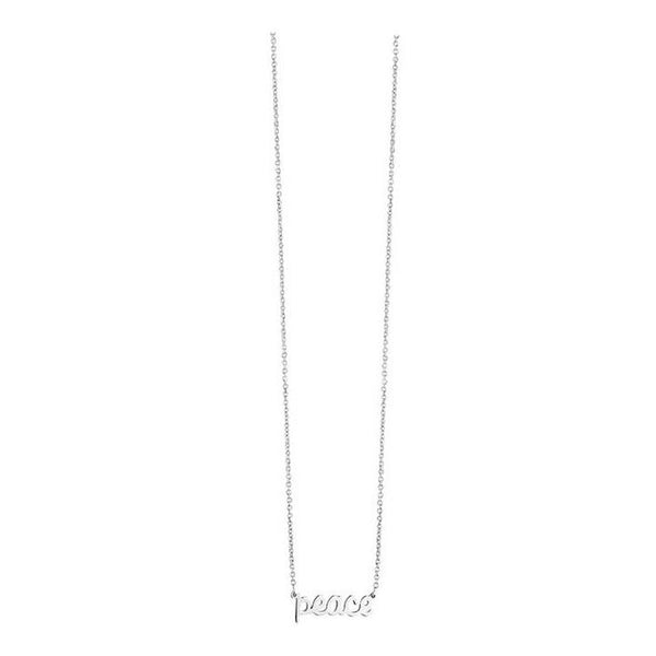 16-18 Inch "Peace" Script Word Necklace 925 Sterling Silver - Trustmark Jewelers - Necklaces and Chains