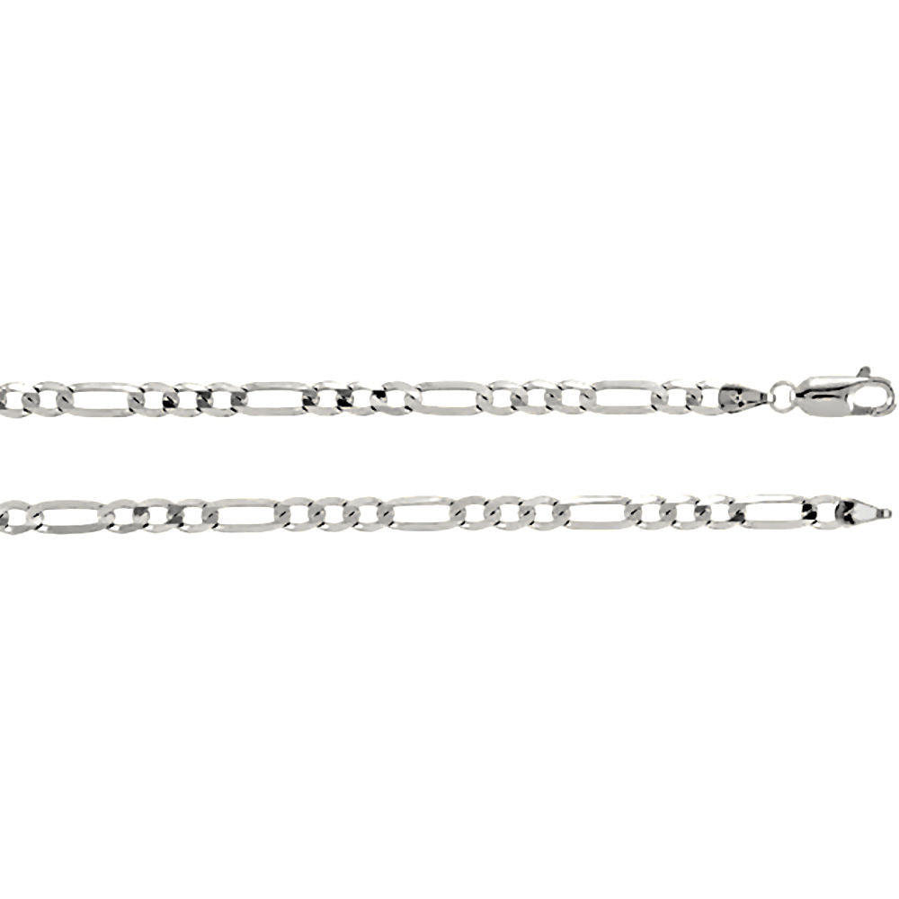 4.0mm Anti-Tarnish Figaro Chain 925 Sterling Silver, 24 Inches - Trustmark Jewelers - Chains and Necklaces - 1