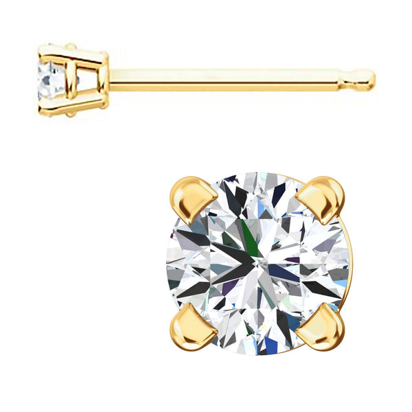 Genesis: 0.2cts Russian Ice Diamond CZ 3mm Cast Stud Earrings 14K Gold