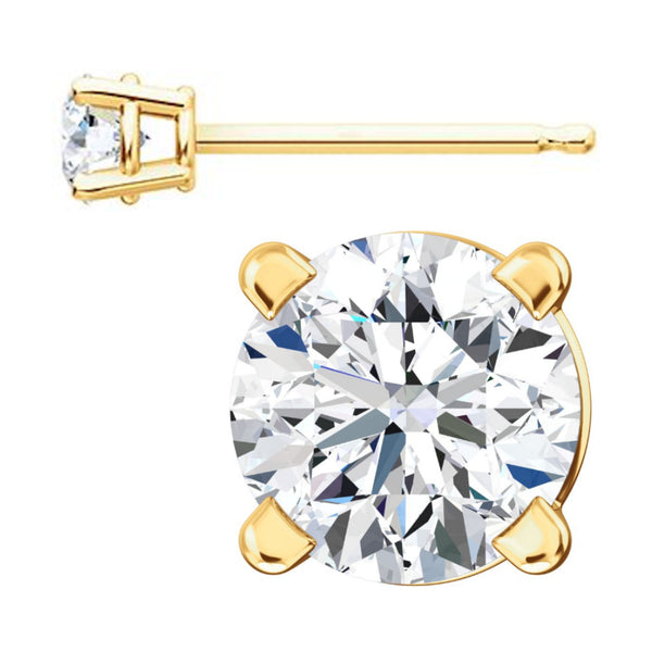 Genesis: 0.5cts Russian Ice Diamond CZ 4mm Cast Stud Earrings 14K Gold