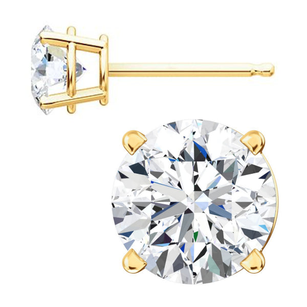 Genesis: 6mm Russian Ice Diamond CZ Cast Stud Earrings 14K Yellow Gold