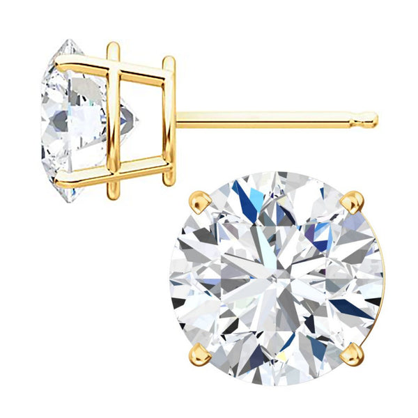 Genesis: 9mm Ice on Fire Diamond CZ Basket Set Stud Earrings 14K Gold 5.8ct