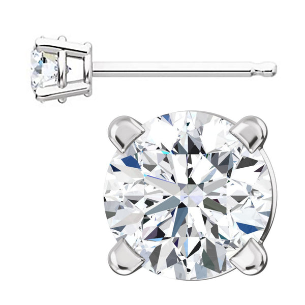 Hallie: 0.5ct Russian Ice Diamond CZ 4mm Cast Stud Earrings White Gold