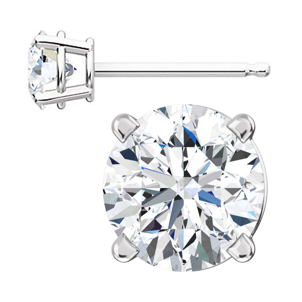 Hallie: 1.0ct Russian Ice Diamond CZ 5mm Cast Stud Earrings White Gold