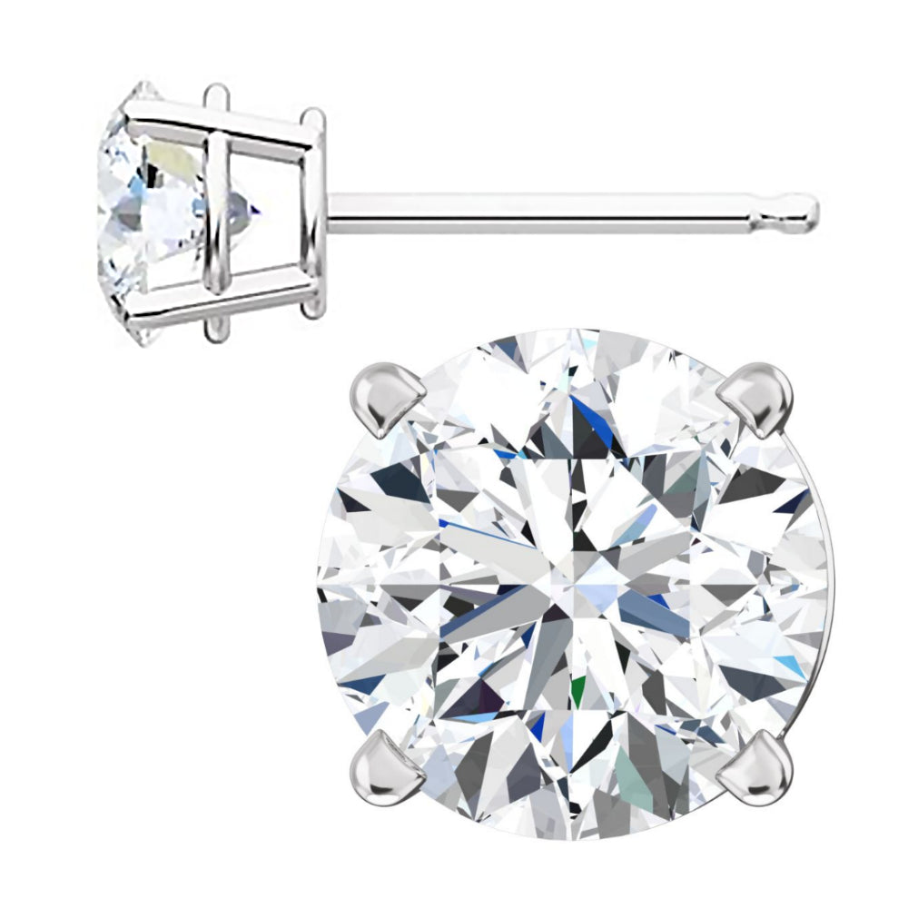 Hallie: 2.0ct Russian Ice Diamond CZ 6mm Cast Stud Earrings White Gold