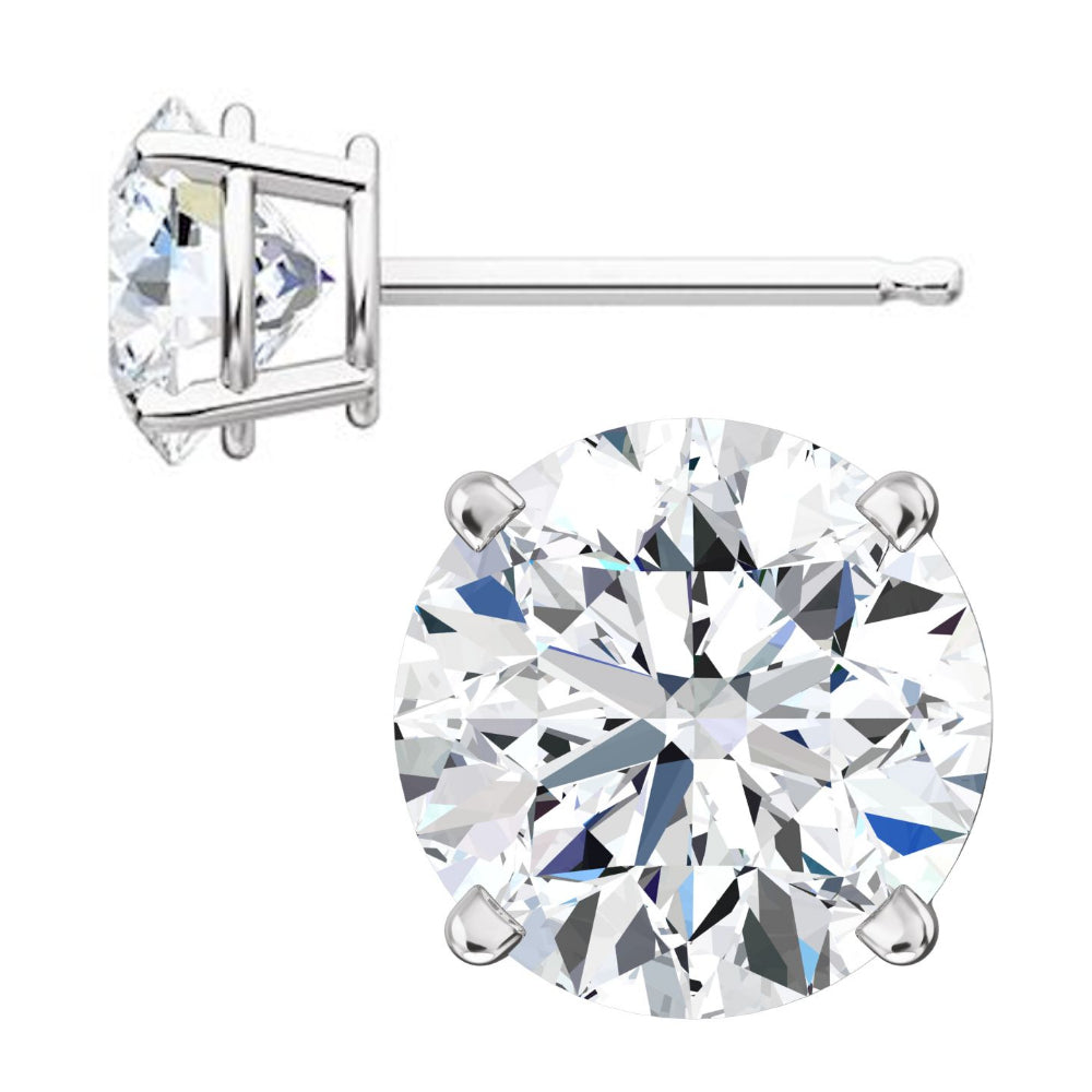 Hallie: Russian Ice Diamond CZ 7mm Cast Stud Earrings White Gold