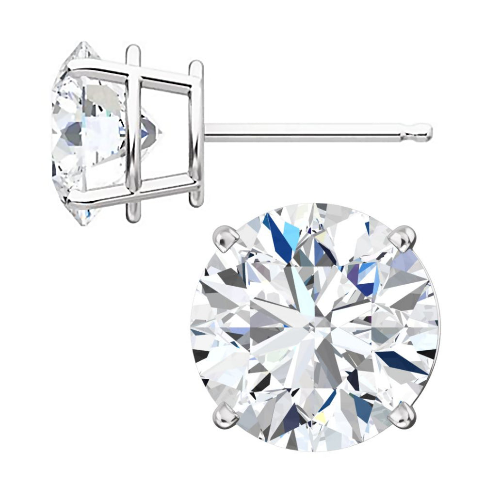 Hallie: Russian Ice Diamond CZ 9mm Cast Stud Earrings White Gold