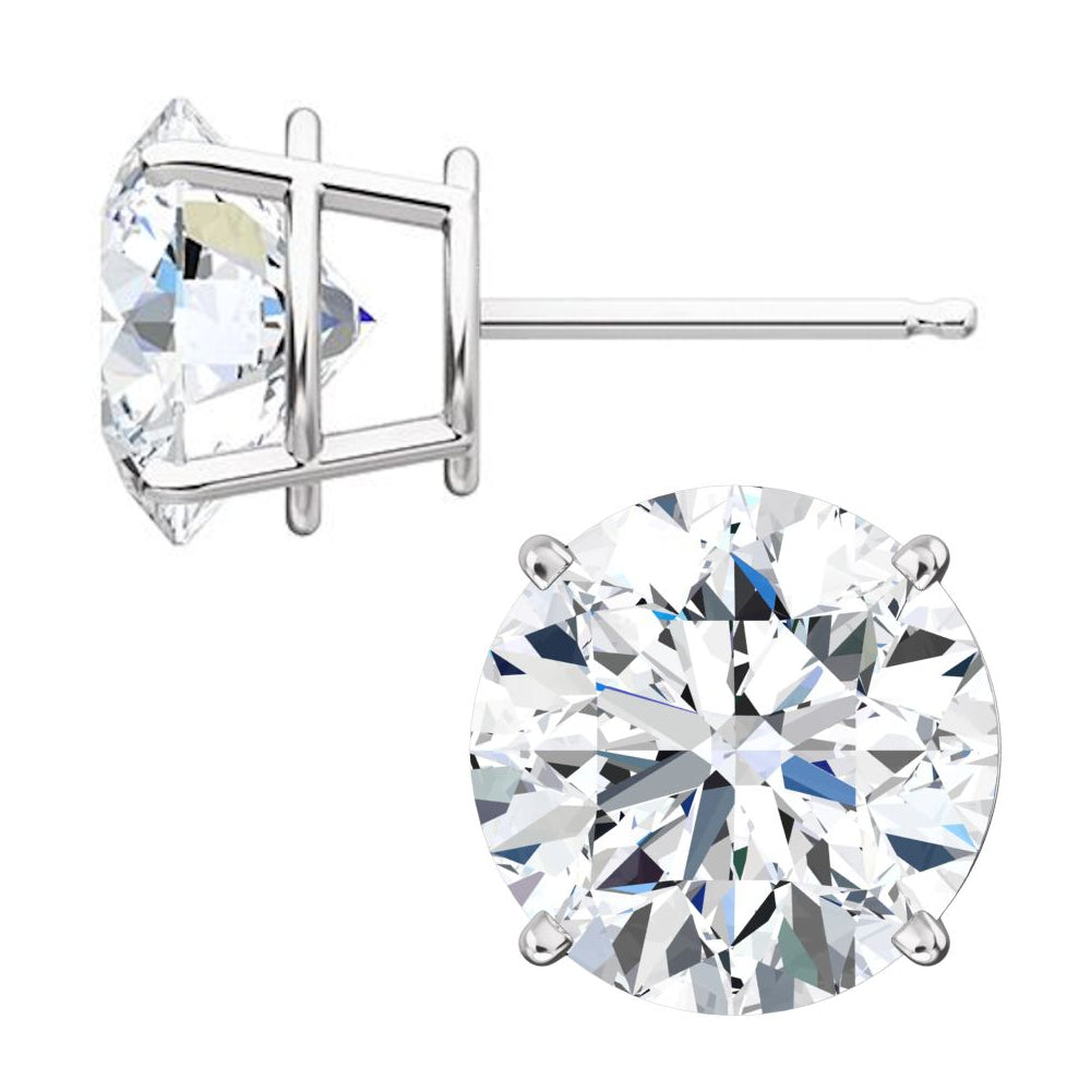 Hallie: Russian Ice Diamond CZ 10mm Cast Stud Earrings White Gold