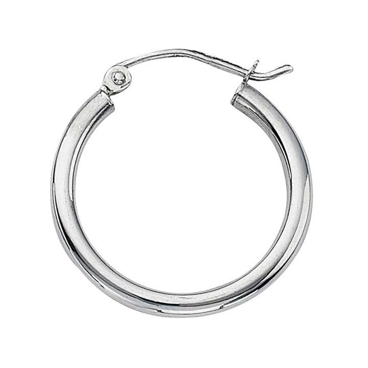 20mm x 2mm Hoop Earrings 14K White Gold - Trustmark Jewelers - 