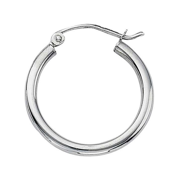 20mm x 2mm Hoop Earrings 14K White Gold - Trustmark Jewelers - 