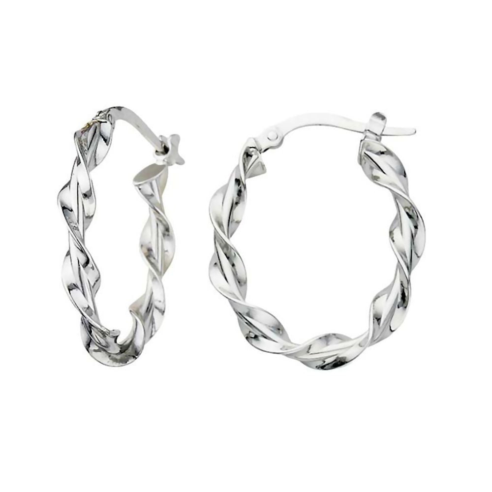 Greg Anthony Italian Twist Hoop Earrings 14K White Gold - Trustmark Jewelers - Earrings
