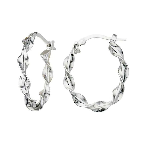 Greg Anthony Italian Twist Hoop Earrings 14K White Gold - Trustmark Jewelers - Earrings