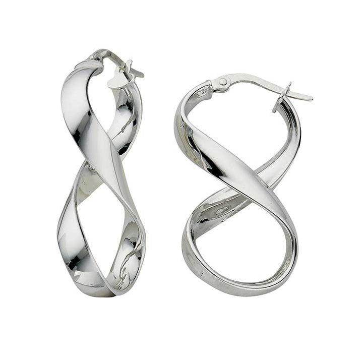 Greg Anthony Contemporary Infinity Ribbon Earrings 14K White Gold - Trustmark Jewelers - Earrings