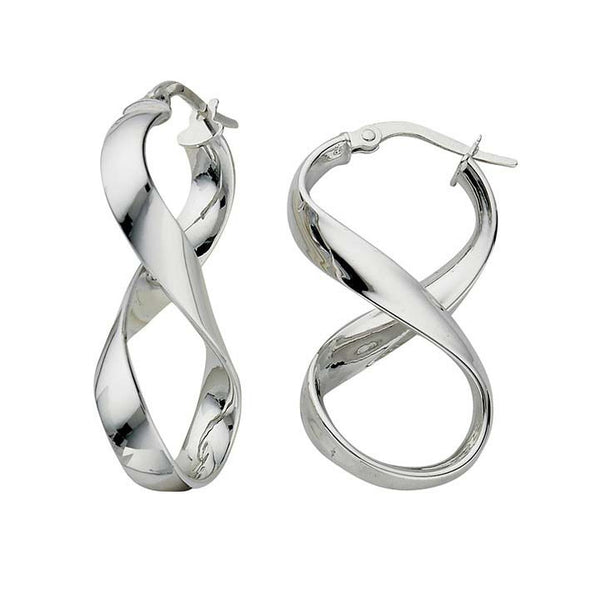 Greg Anthony Contemporary Infinity Ribbon Earrings 14K White Gold - Trustmark Jewelers - Earrings