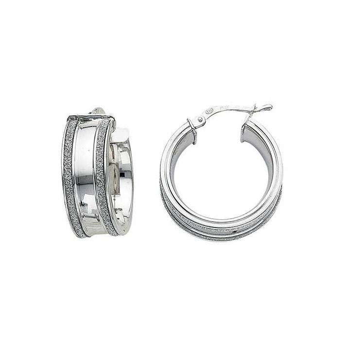 Greg Anthony Italian Glitter Hoop Earrings Sm 925 Sterling Silver - Trustmark Jewelers - Earrings