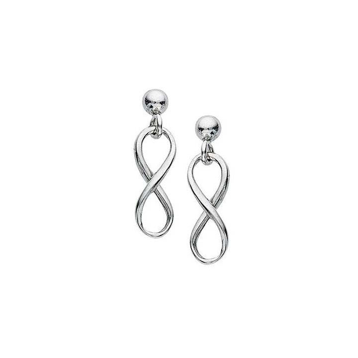 Free Hanging Infinity Dangle Drop Post Earrings 925 Sterling Silver - Trustmark Jewelers - Earrings