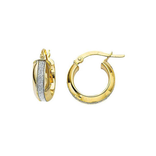 Greg Anthony Glitter Gold Hoop Earrings Sm 14K Yellow Gold - Trustmark Jewelers - Earrings