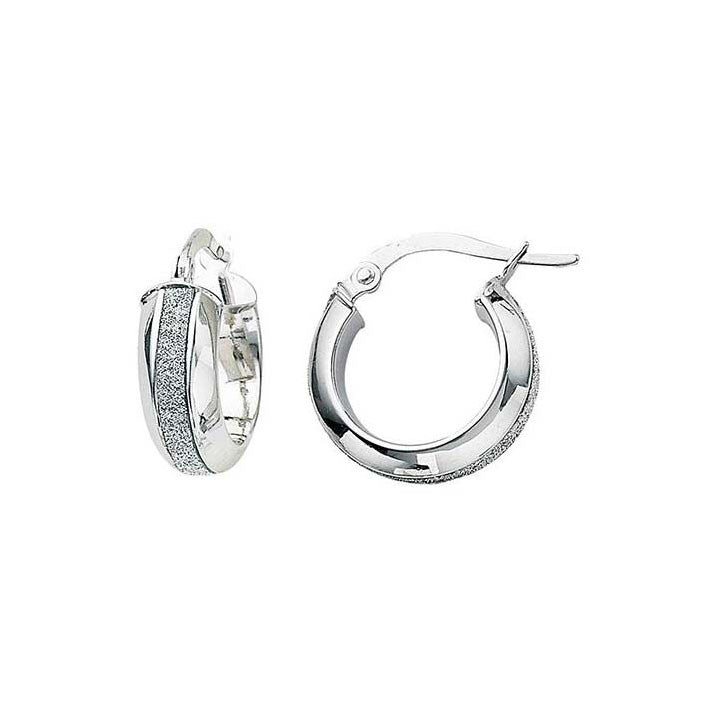 Greg Anthony Glitter Gold Hoop Earrings Sm 14K White Gold - Trustmark Jewelers - Earrings